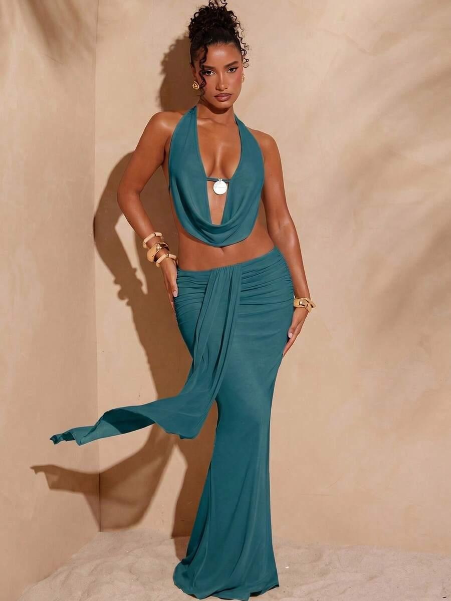 SHEIN NIEBIESKA SPÓDNICA SIATECZKA S06__S