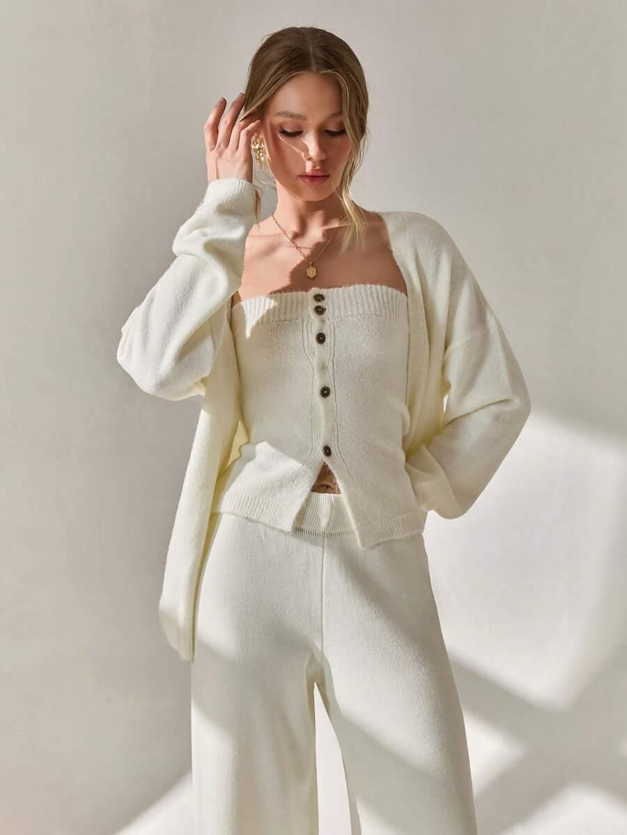 CLARA VERO KOMPLET SWETER NARZUTKA TOP GUZIKI PK01__S
