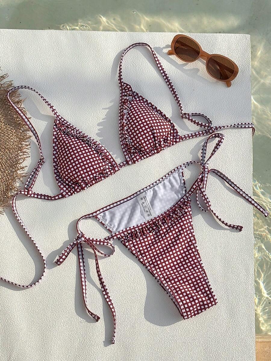 SHEIN DWUCZĘŚCIOWY STRÓJ KĄPIELOWY KRATKA S09__M