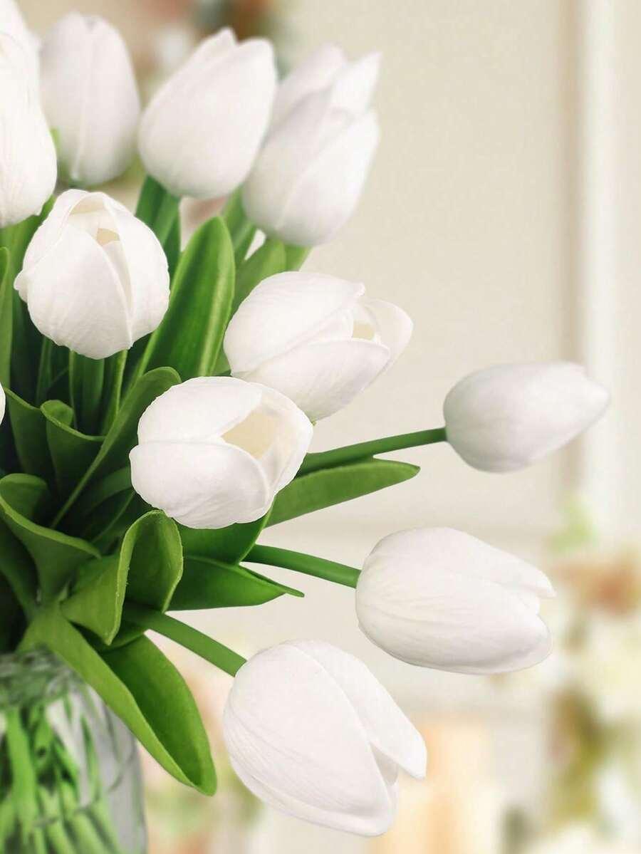 SHEIN BIAŁE SZTUCZNE KWIATKI TULIPANY 5-PACK S07__33