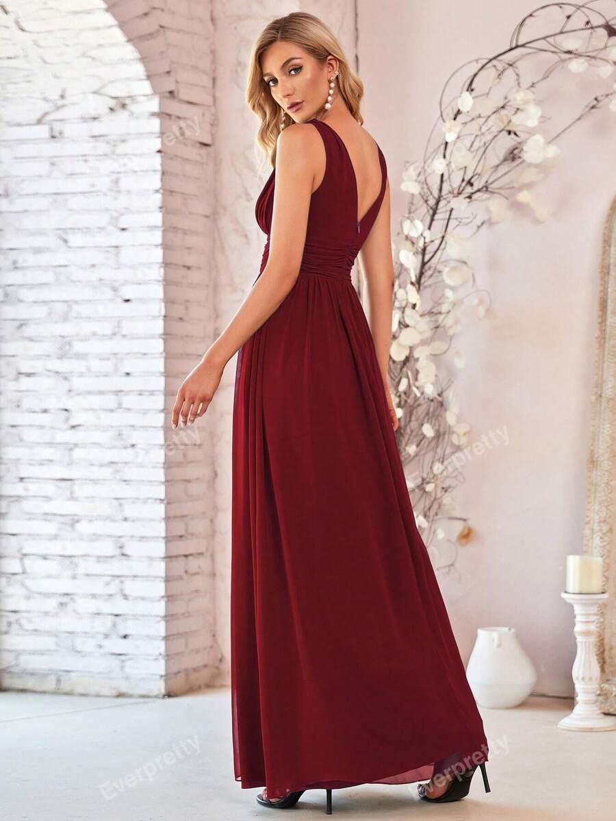EVER PRETTY BORDOWA MAXI SUKIENKA BEZ RĘKAWÓW S06__XL