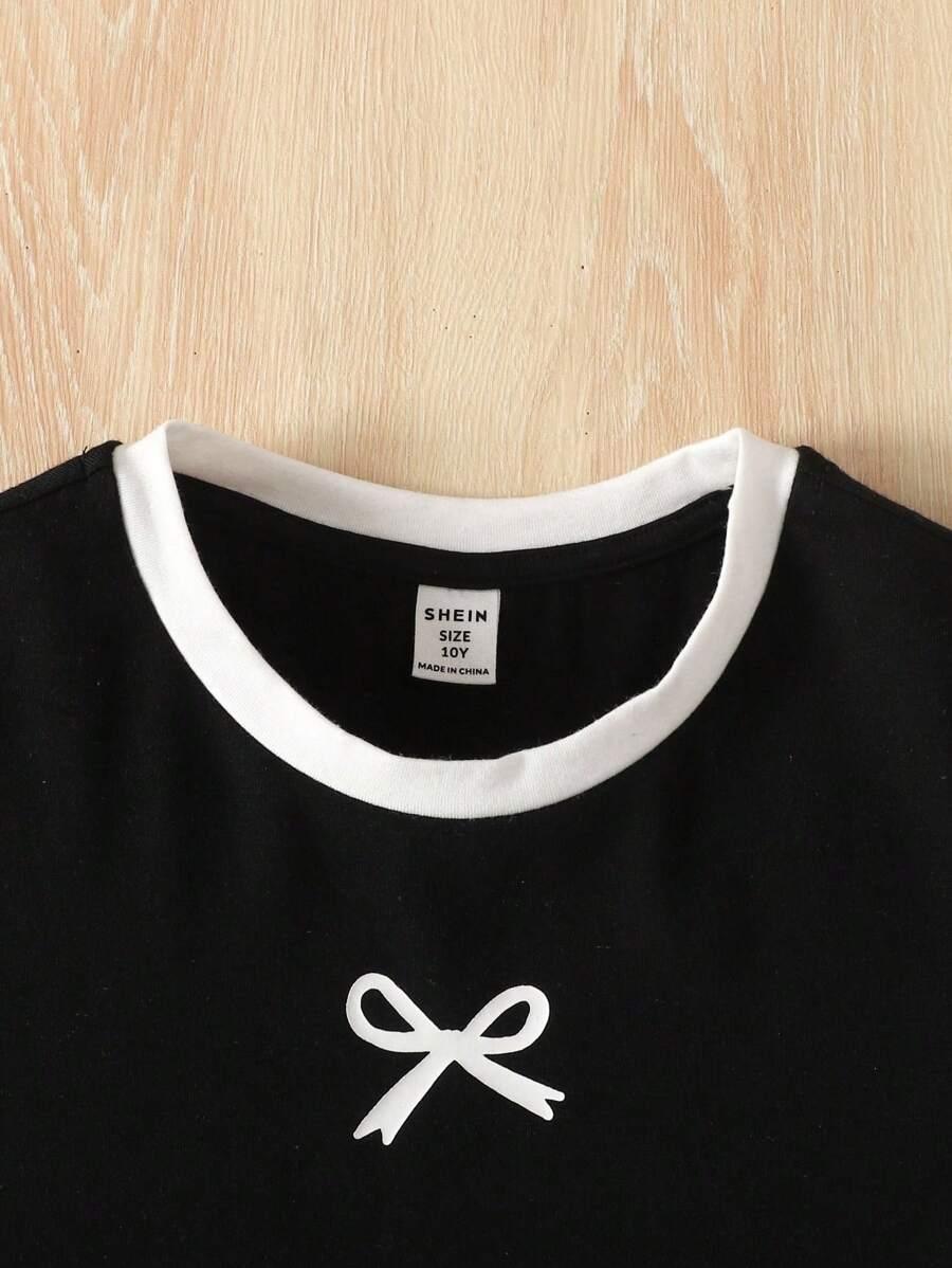 SHEIN OŁÓWKOWA SUKIENKA KONTRAST KOKARDA S06__122-128
