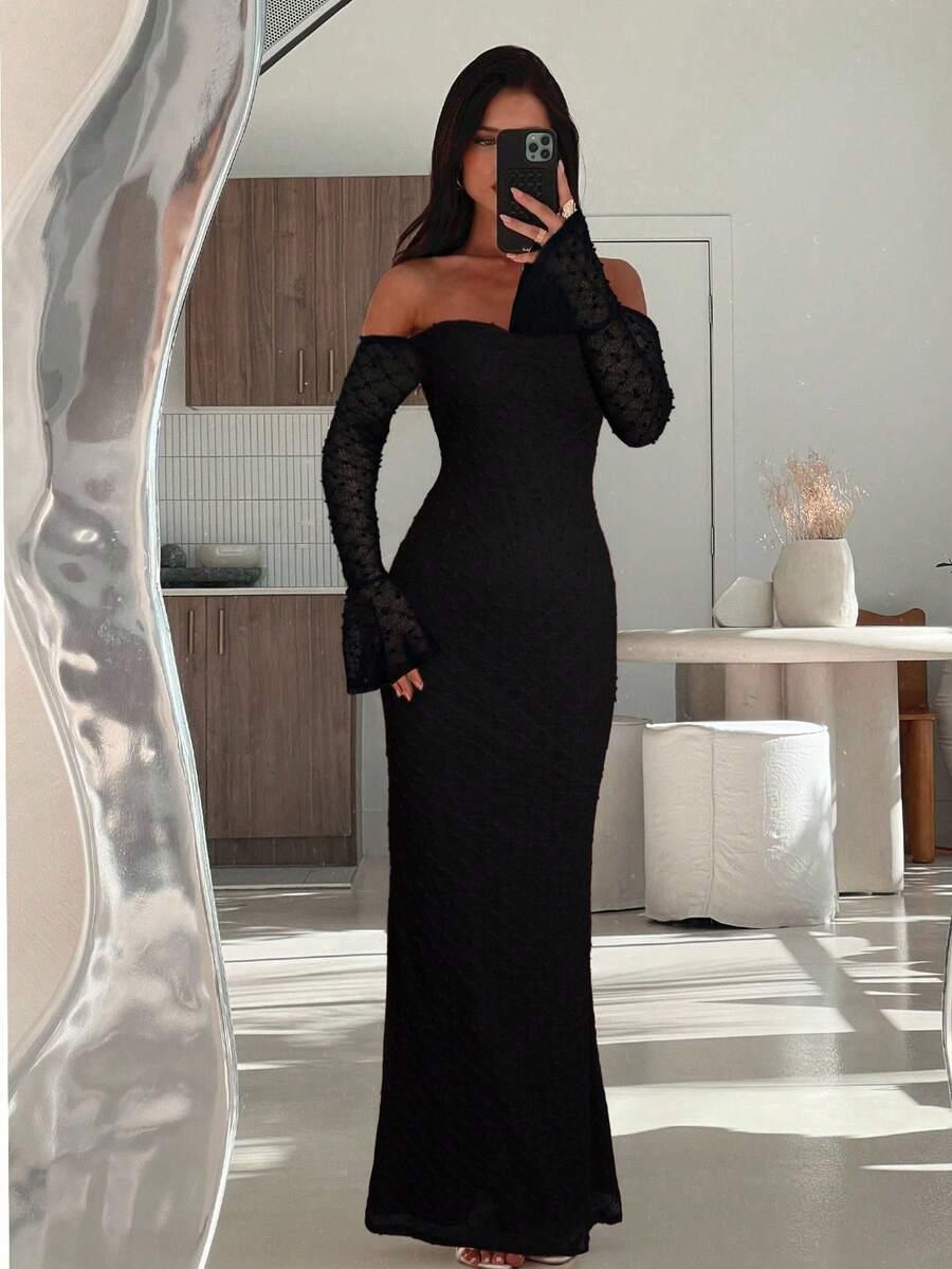 SHEIN CZARNA MAXI SUKIENKA S06__L