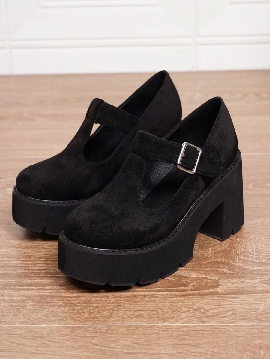 SHEIN CZARNE CZÓŁENKA NA PLATFORMIE S06__38