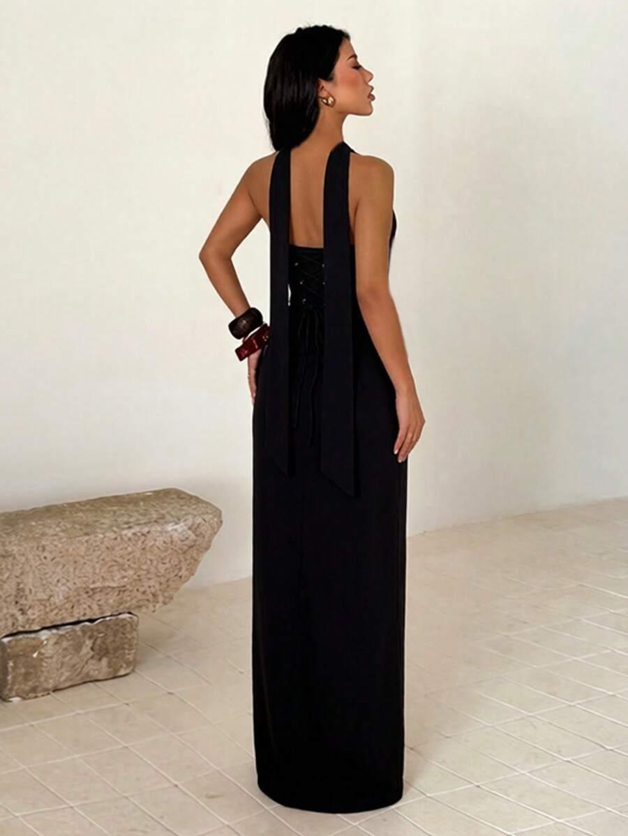 SHEIN CZARNA MAXI SUKIENKA S06__XS