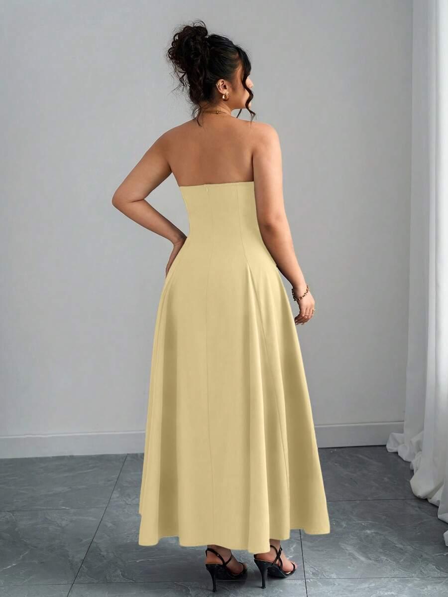 SHEIN ROZKLOSZOWANA MAXI SUKIENKA ODKRYTE RAMIONA S06__52