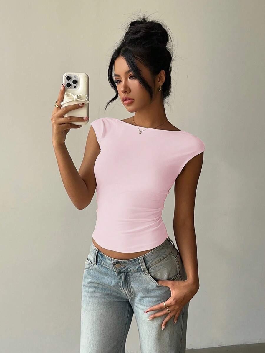 SHEIN RÓŻOWY TOP ODKRYTE PLECY S06__XXS