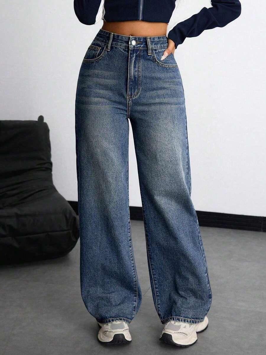 SHEIN SPODNIE JEANS WYSOKI STAN PK01__162-166
