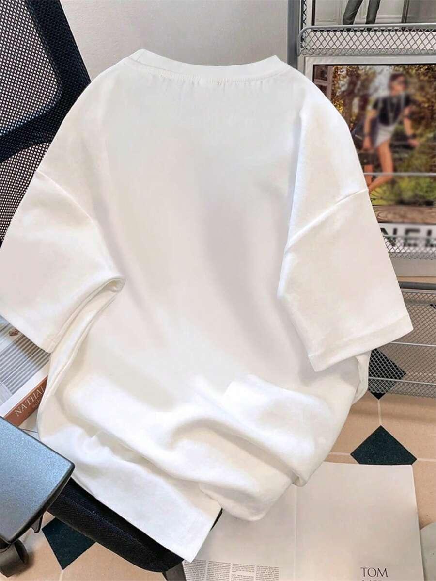 SHEIN BIAŁY T-SHIRT OKRĄGŁY DEKOLT S06__152/158