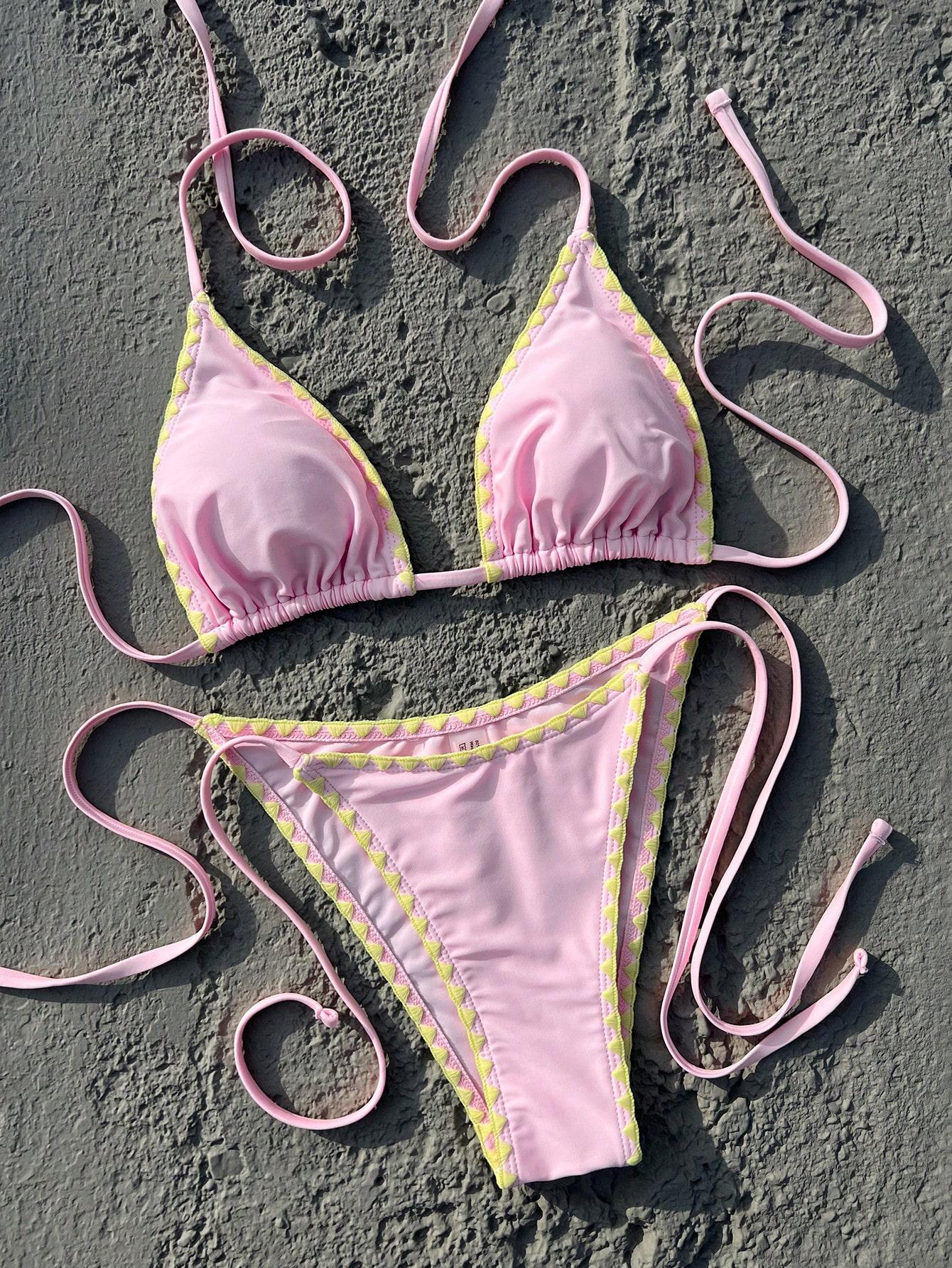 SHEIN RÓŻOWY DÓŁ OD BIKINI WIĄZANIE S09__S