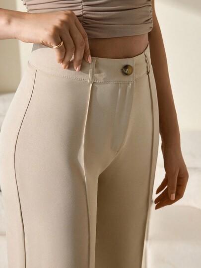 SHEIN BEŻOWE SPODNIE CASUAL S06__L