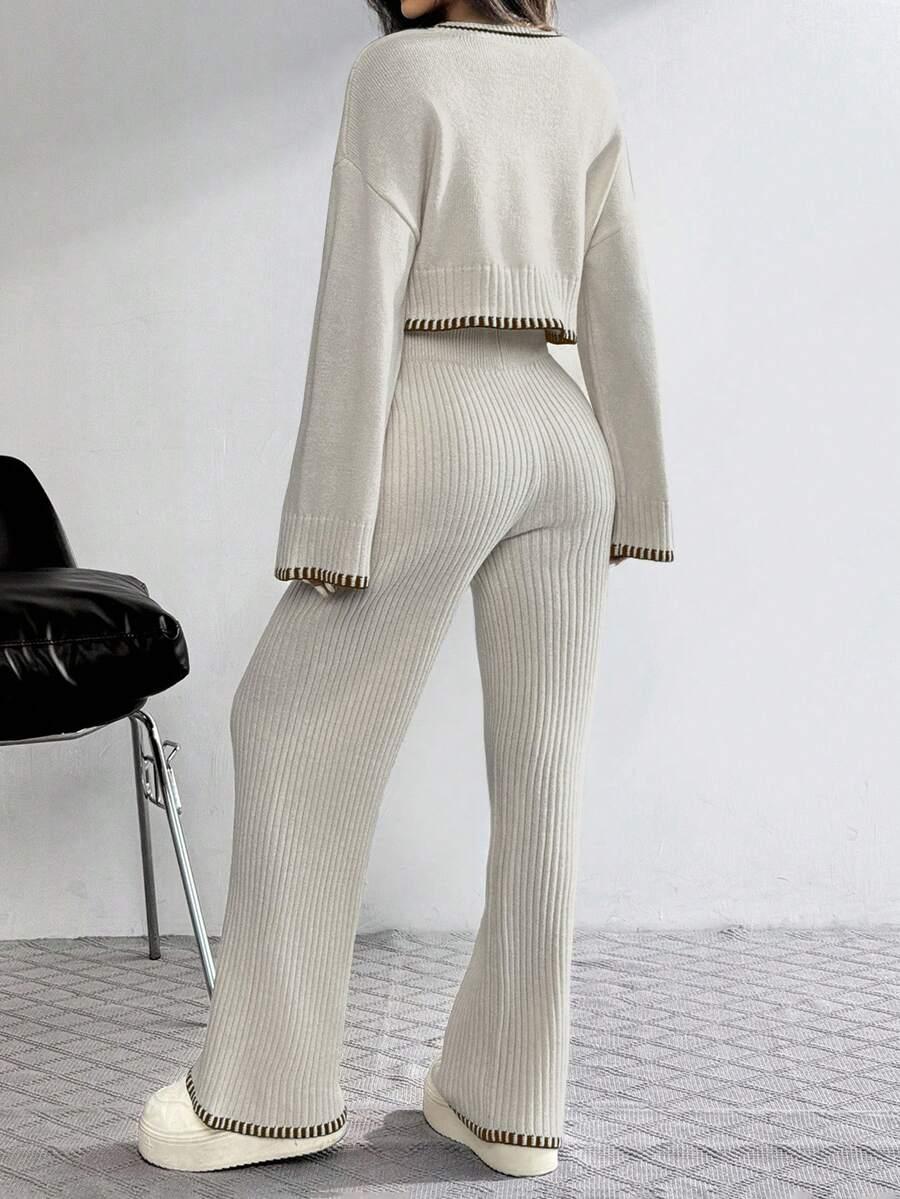 SHEIN DZIANINOWY KOMPLET SPODNIE SWETER S06__XS