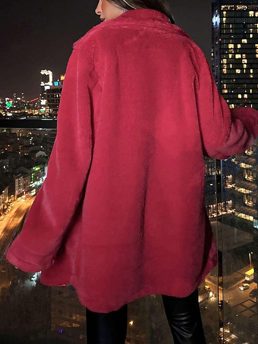 SHEIN CZERWONY PŁASZCZ MIŚ W01__XS