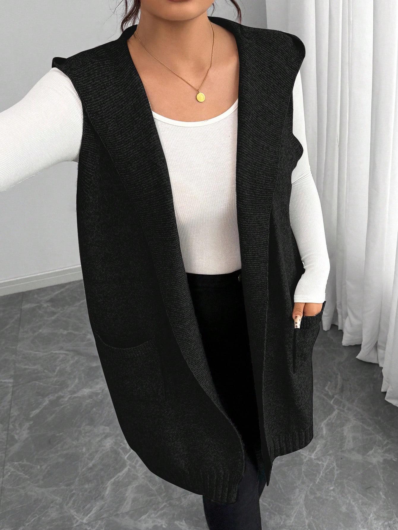 SHEIN CZARNA DZIANINOWA KAMIZELKA S06__46
