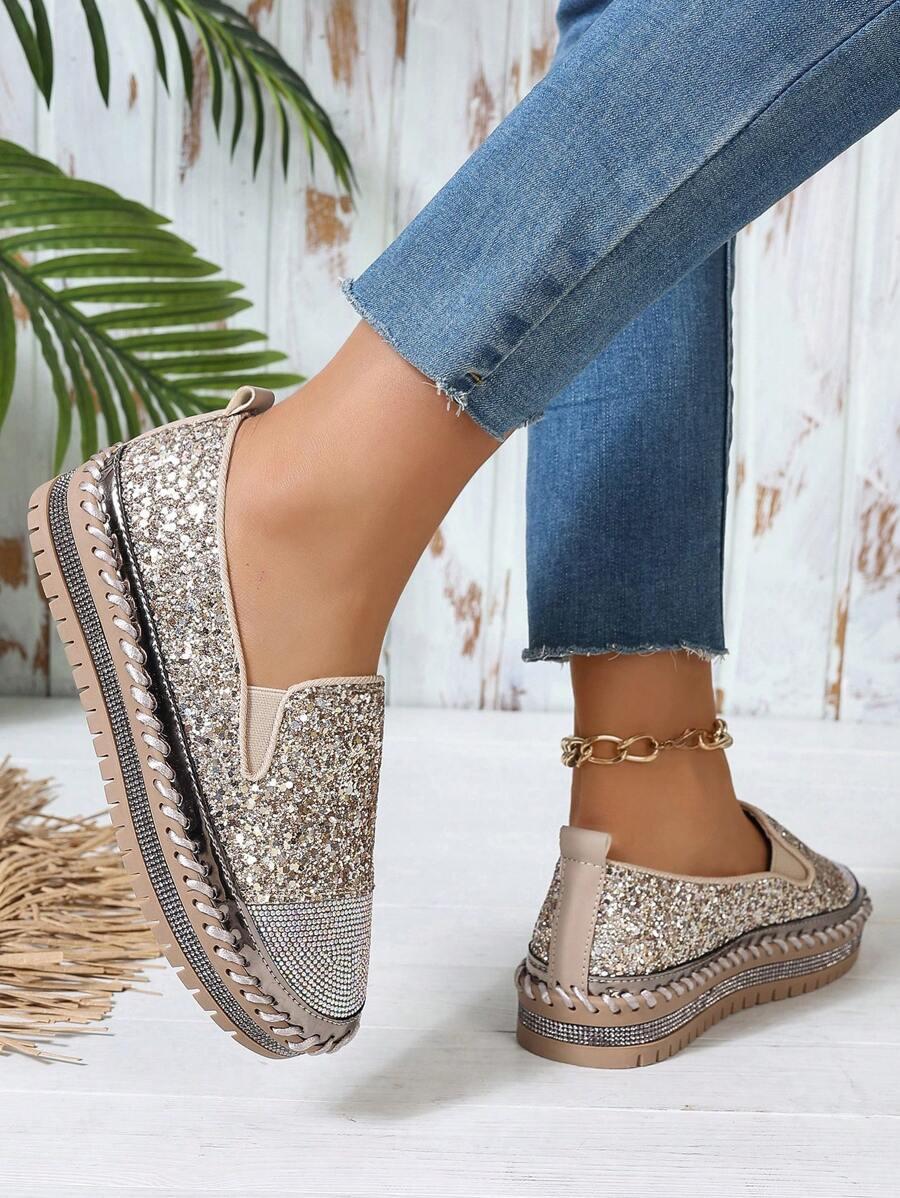 SHEIN ZDOBIONE ESPADRYLE POŁYSK S06__38