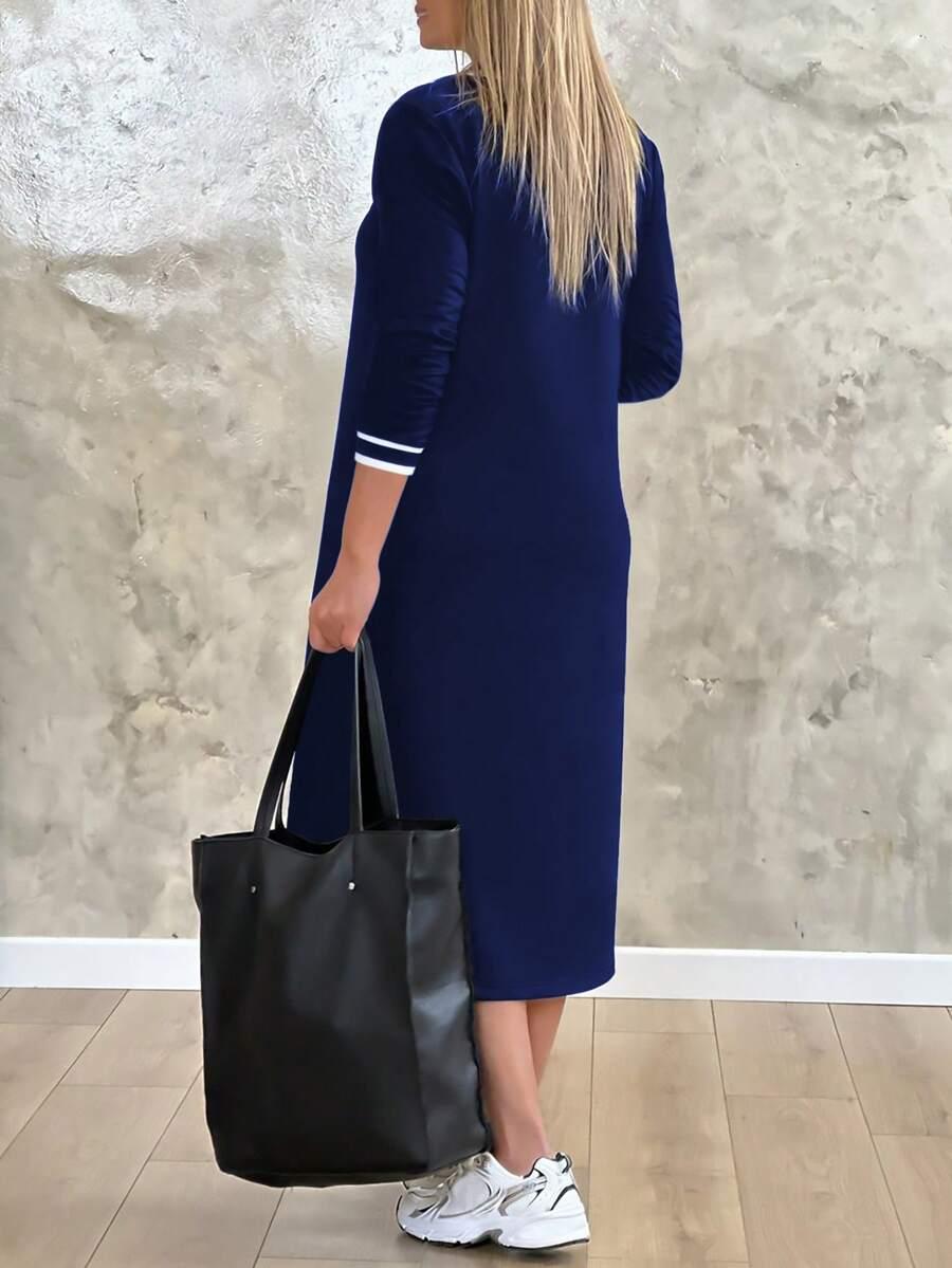 SHEIN GRANATOWA SUKIENKA V-NECK S06__L