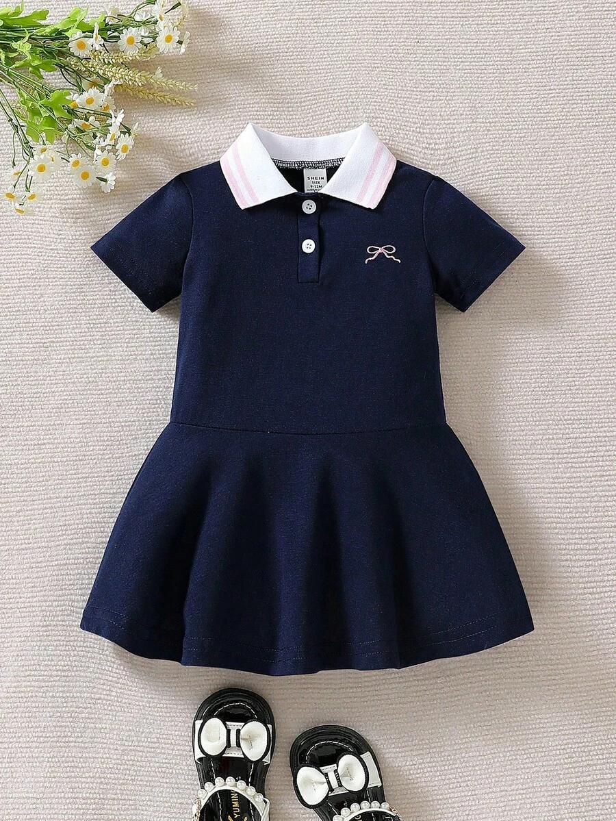 SOUFLIS GRANATOWA SUKIENKA KOŁNIERZYK S06__92-98