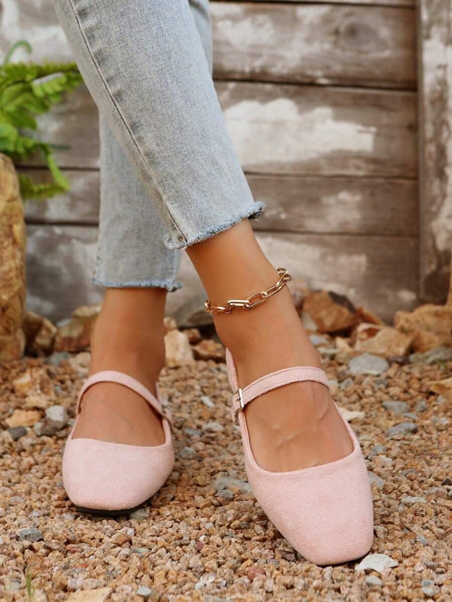 SHEIN RÓŻOWE BALERINY IMITACJA ZAMSZU S06__39