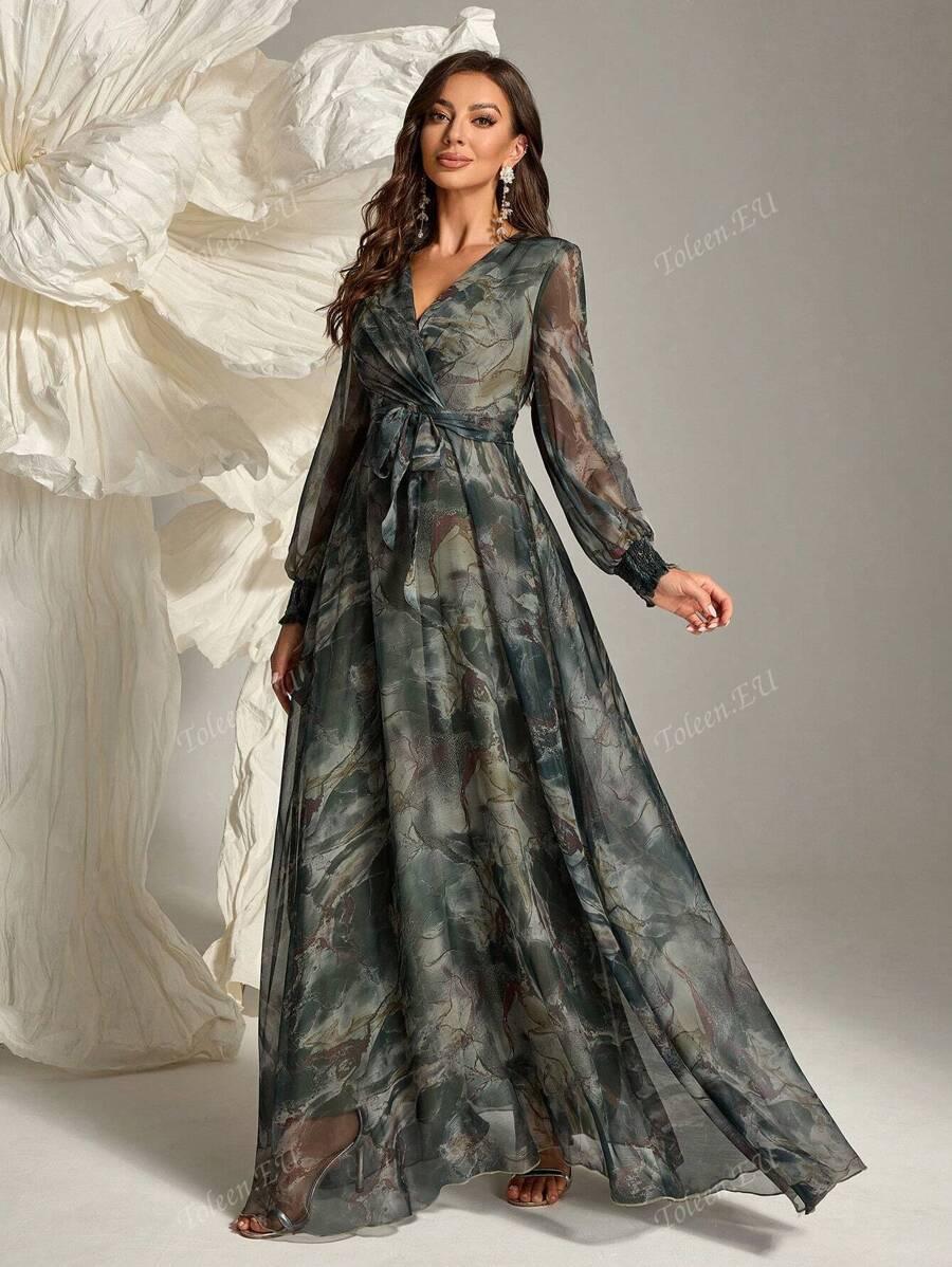 SHEIN MAXI SUKIENKA DŁUGI RĘKAW S06__XL