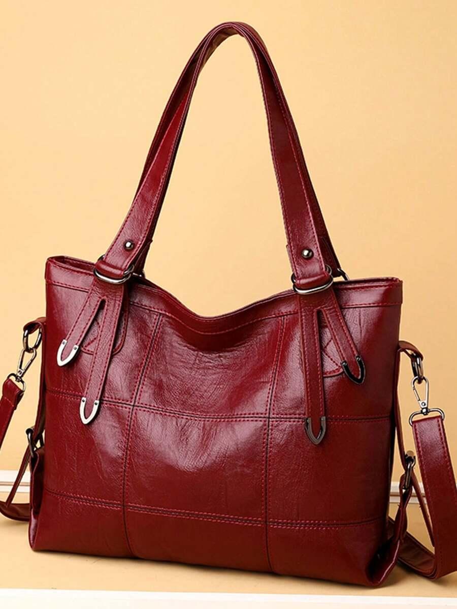 SHEIN BORDOWA TORBA NA RAMIĘ IMITACJA SKÓRY S07__33X10X25CM