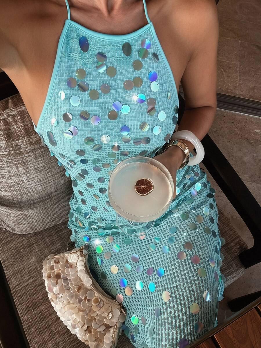 ALORUH NIEBIESKA MAXI SUKIENKA S06__M