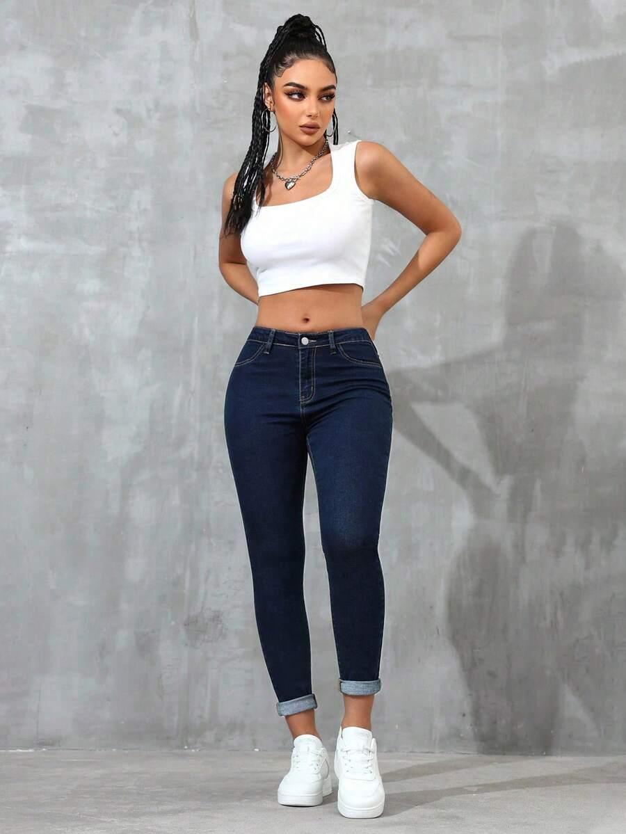 SHEIN NIEBIESKIE SPODNIE JEANS S06__46