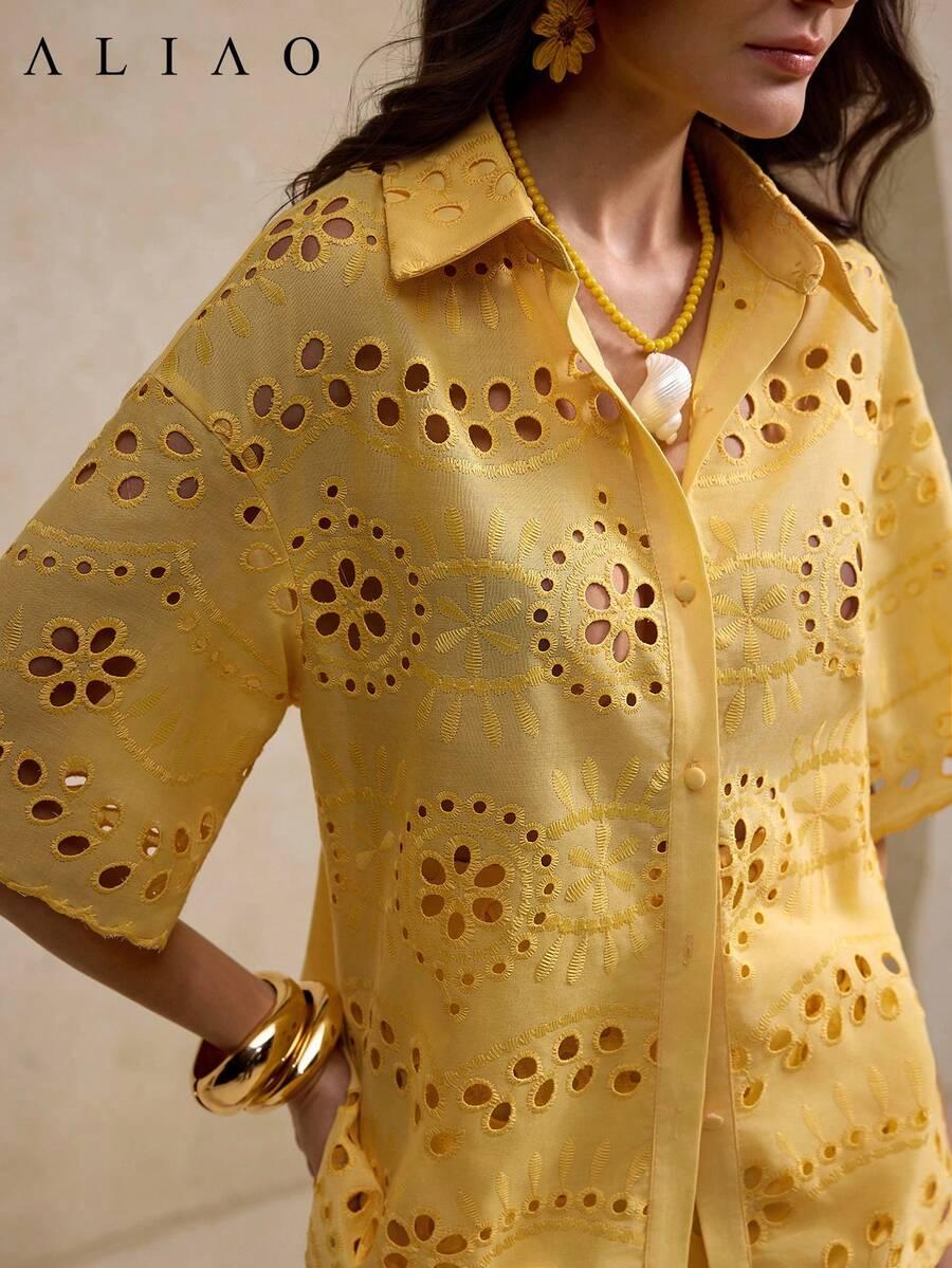SHEIN ŻÓŁTY KOMPLET KOSZULA SPODENKI S09__L