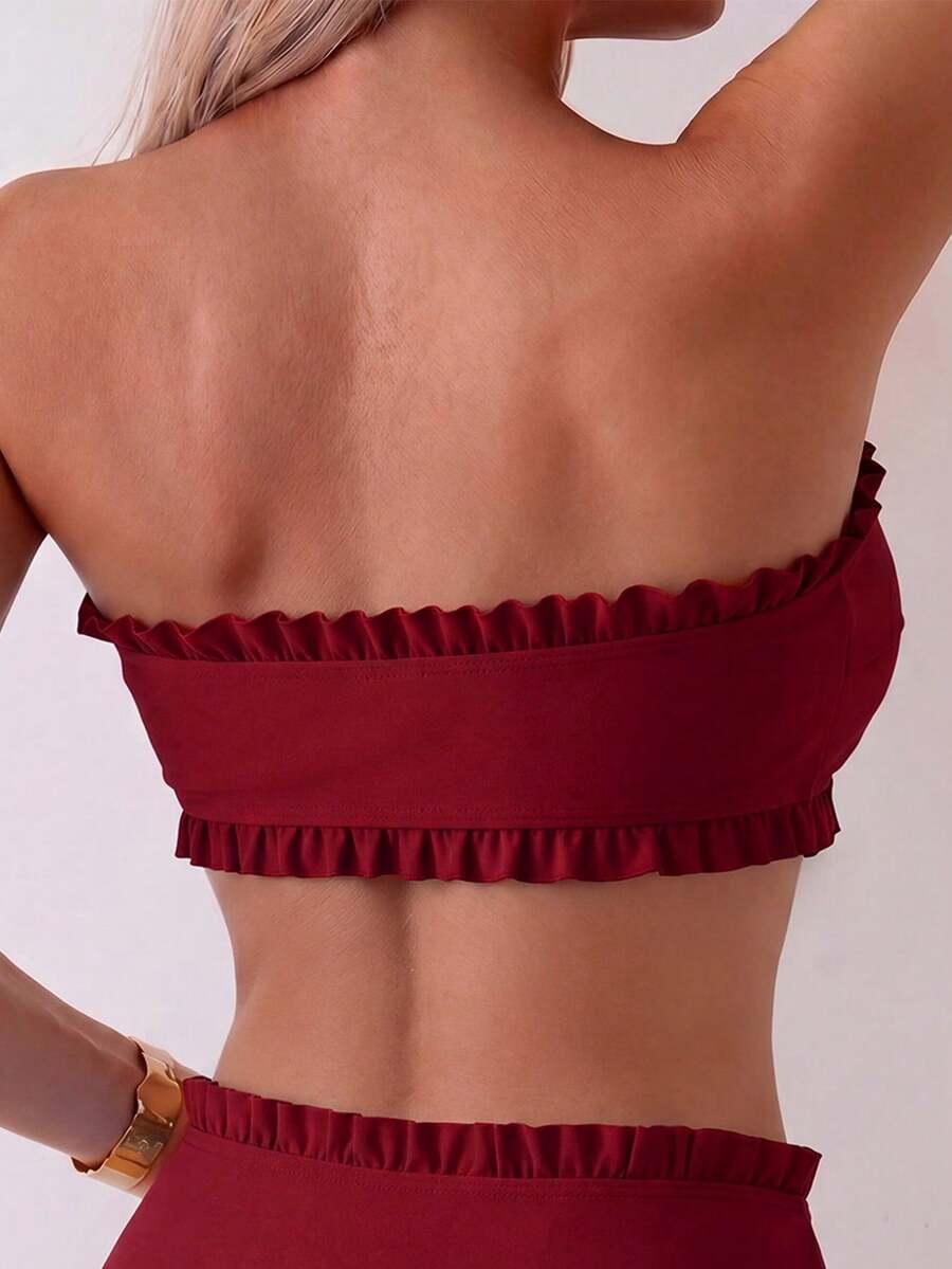 SHEIN CZERWONY STRÓJ KĄPIELOWY DWUCZĘŚCIOWY S09__M