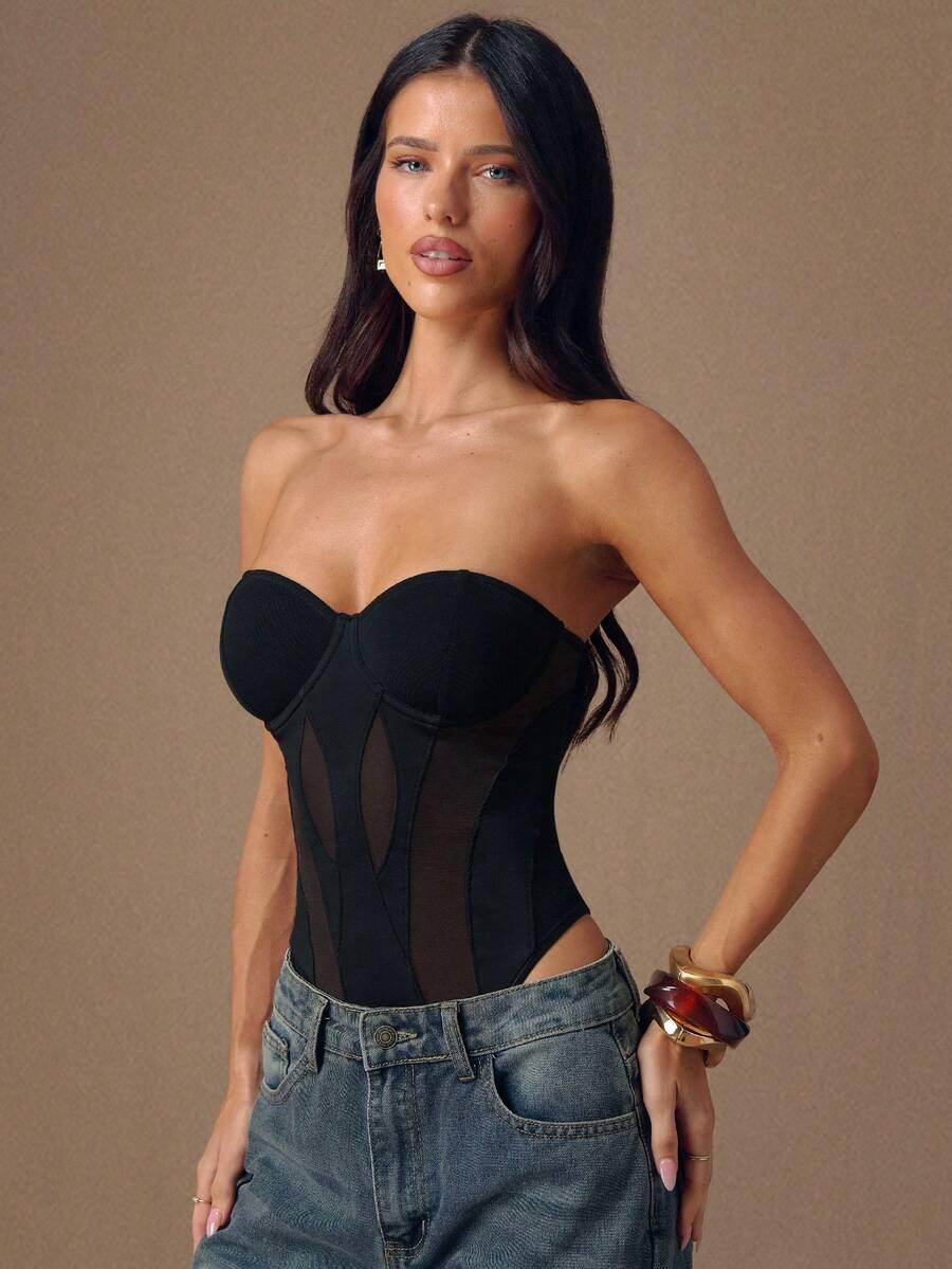 SHEIN CZARNE BODY BEZ RĘKAWÓW S06__XS