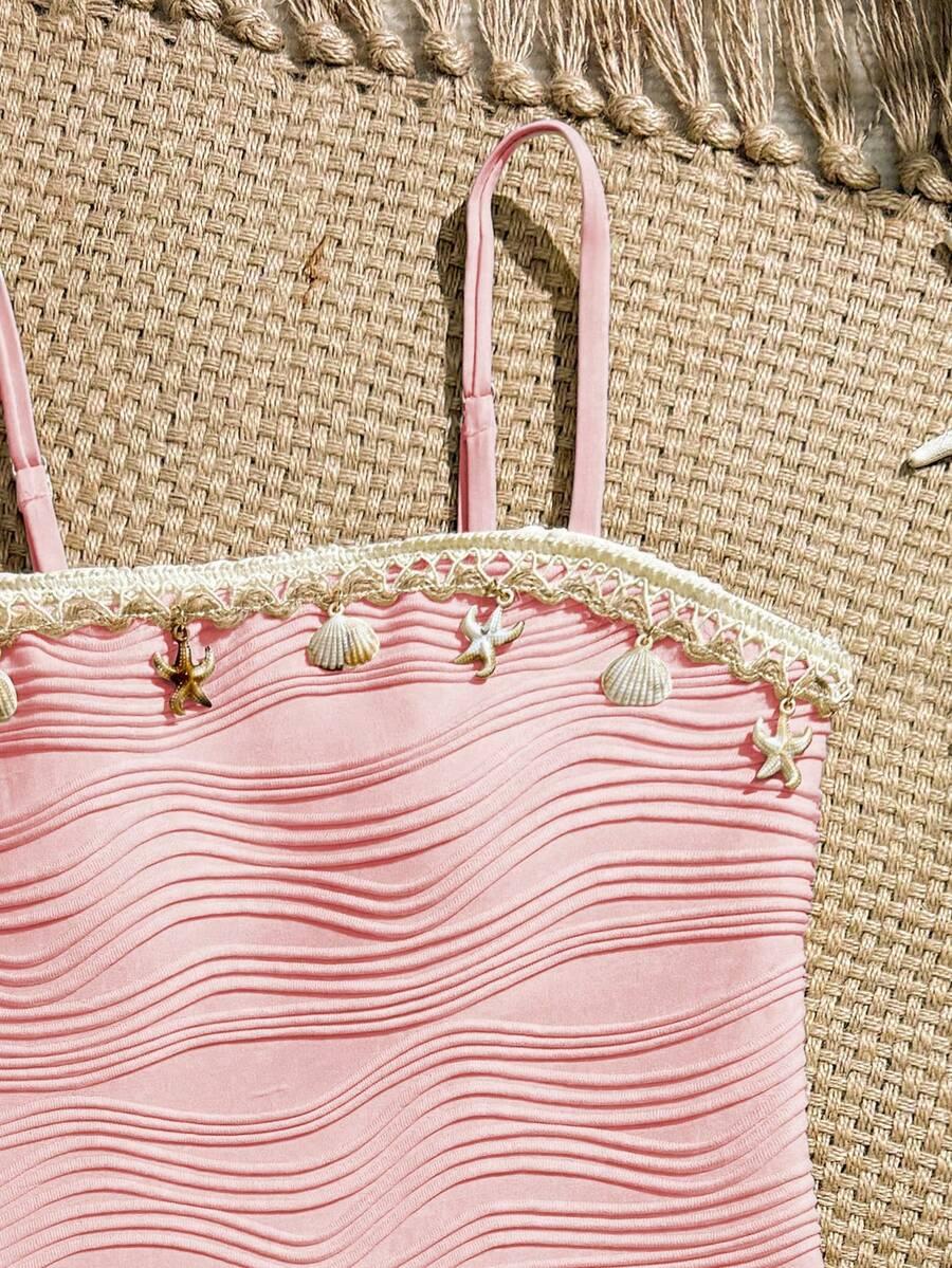 SHEIN RÓŻOWY DWUCZĘŚCIOWY STRÓJ KĄPIELOWY S09__140-146
