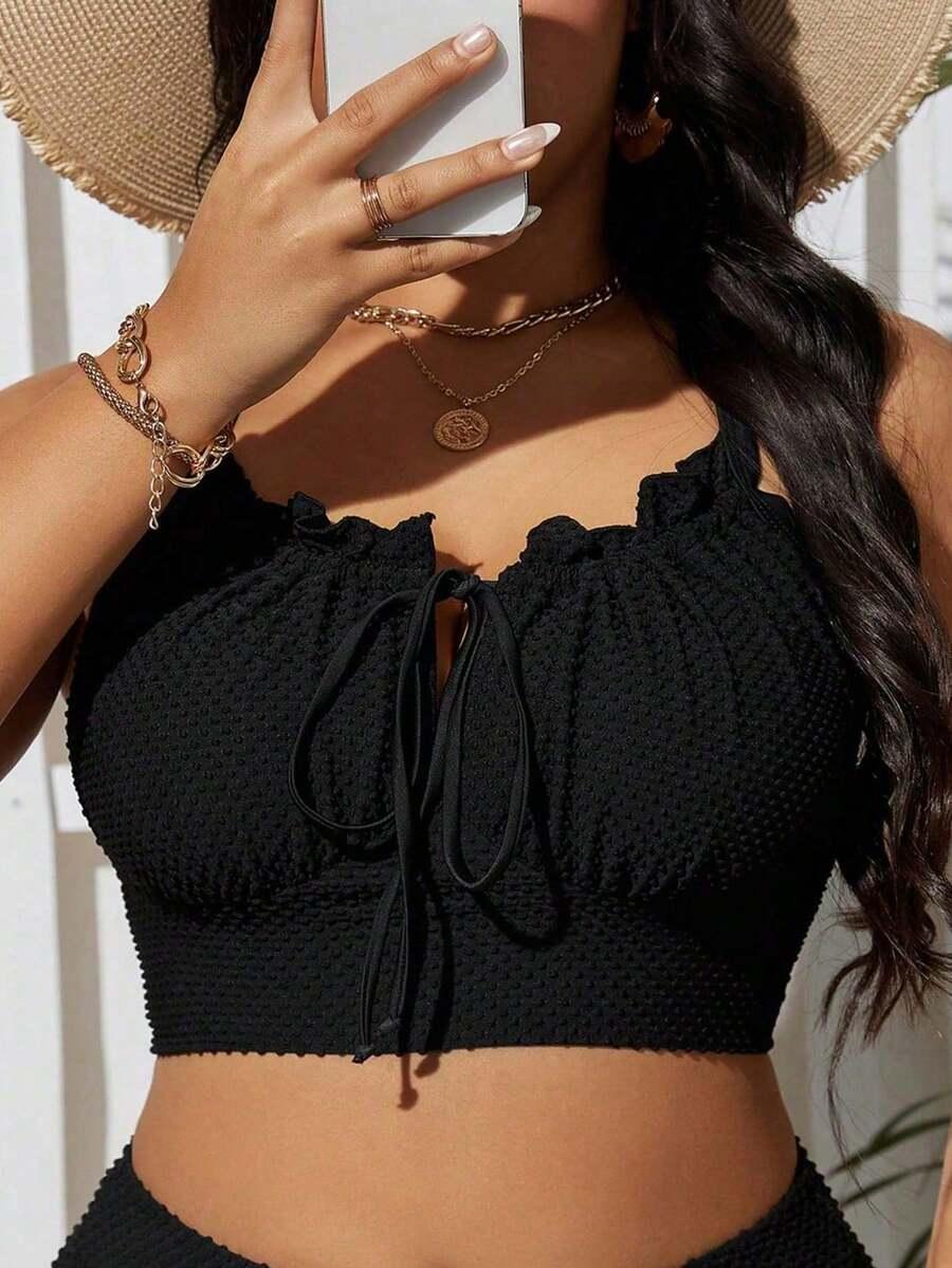 SWIM LUSHOIRE CZARNA GÓRA OD BIKINI STRUKTURA WIĄZANIE PK01__46