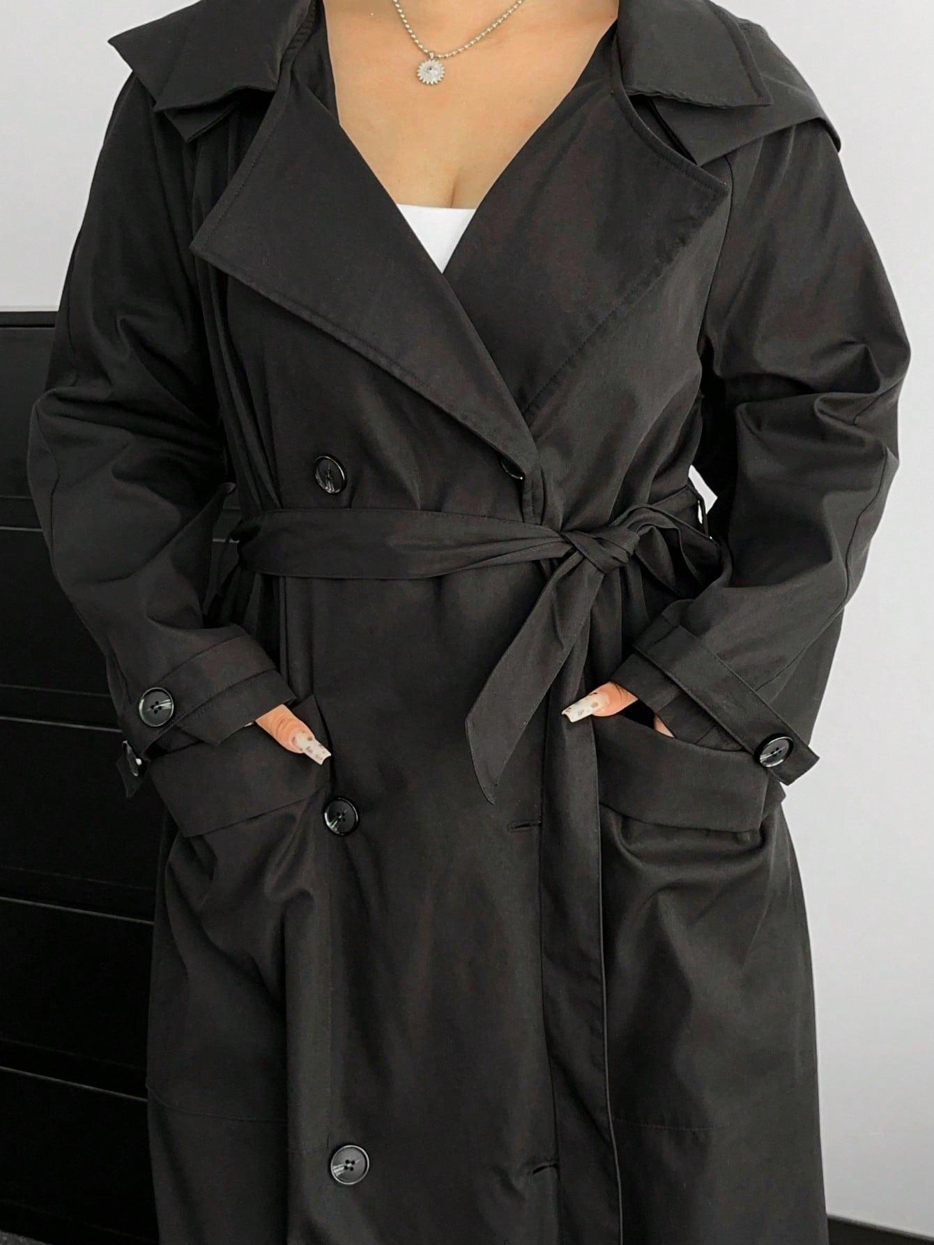 SHEIN CZARNY PŁASZCZ TRENCZ S06__48