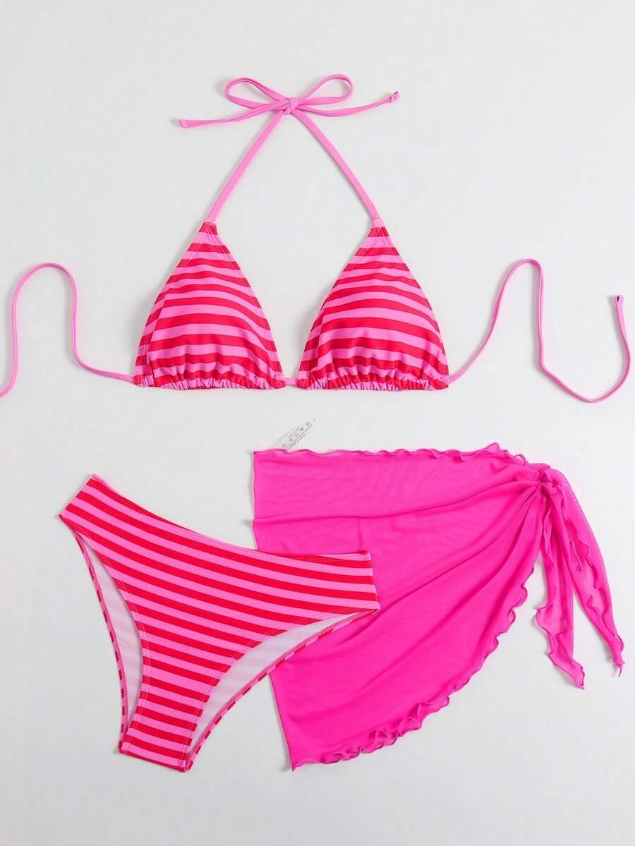SHEIN DWUCZĘŚCIOWY KOSTIUM BIKINI PAREO KOMPLET S09__L