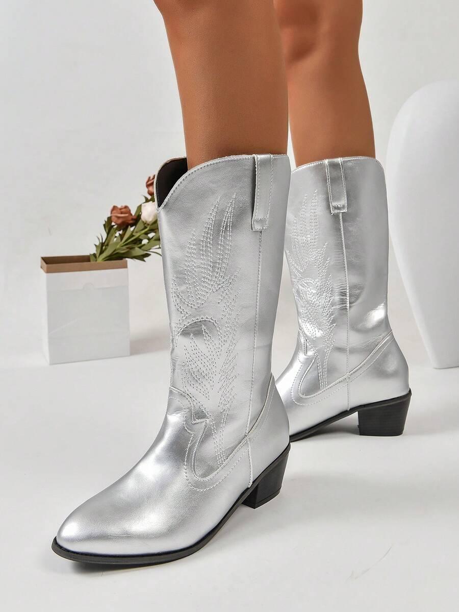SHEIN SREBRNE KOZAKI KOWBOJKI W01__36,5