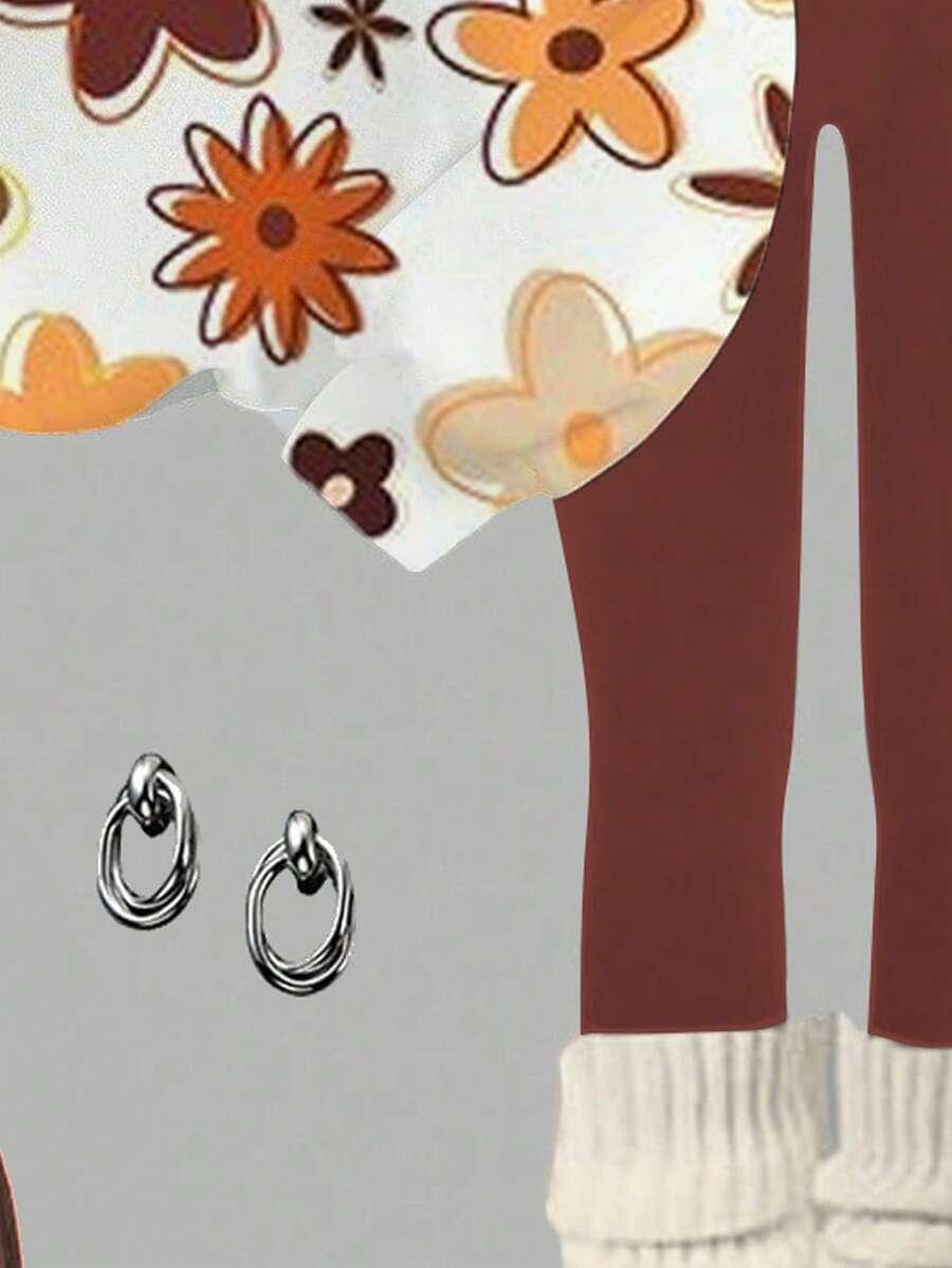 SHEIN KOMPLET BLUZA LEGGINSY NADRUK S06__134/140
