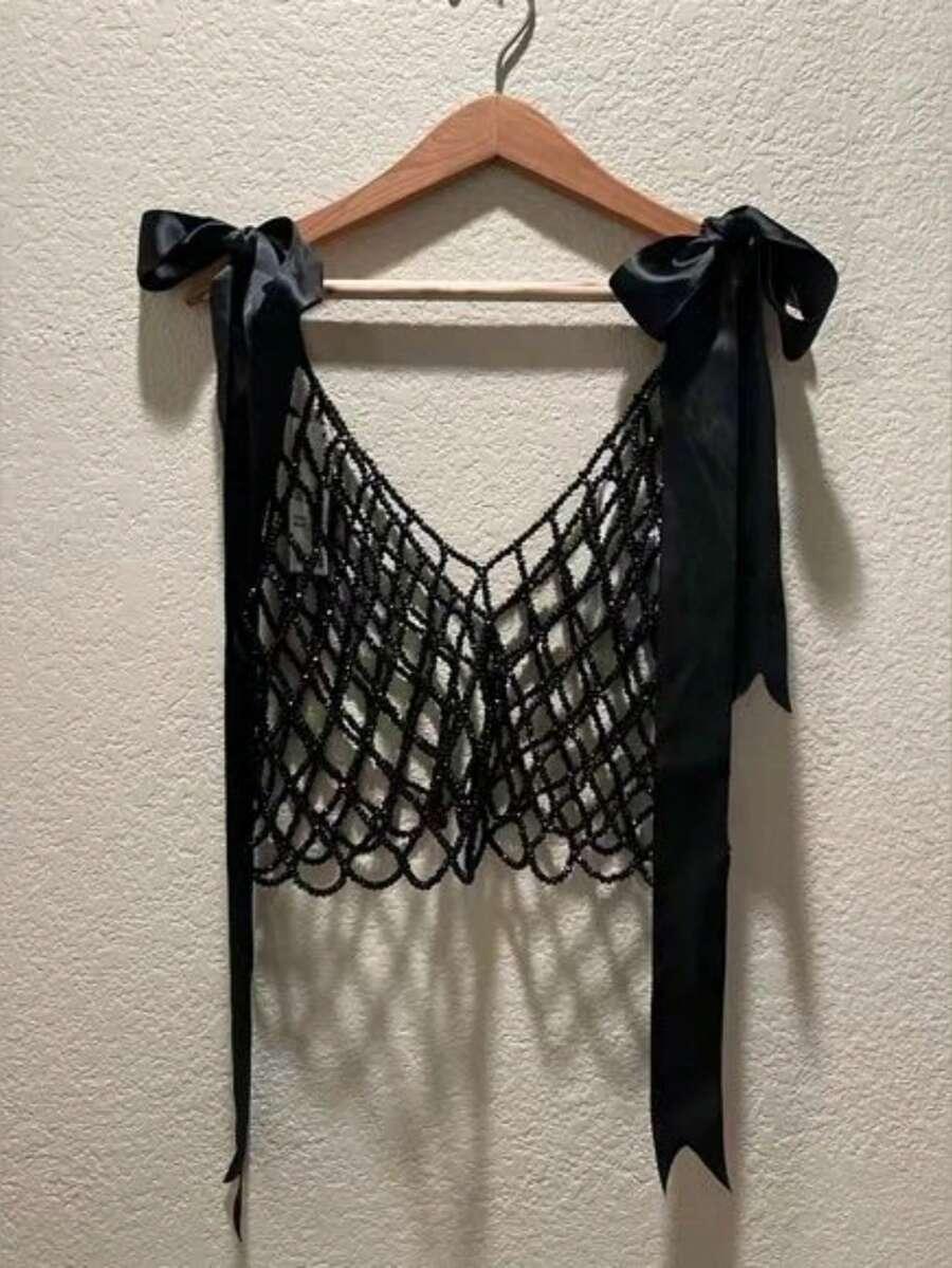 SHEIN KORALIKOWY TOP NA RAMIĄCZKACH S07__OS