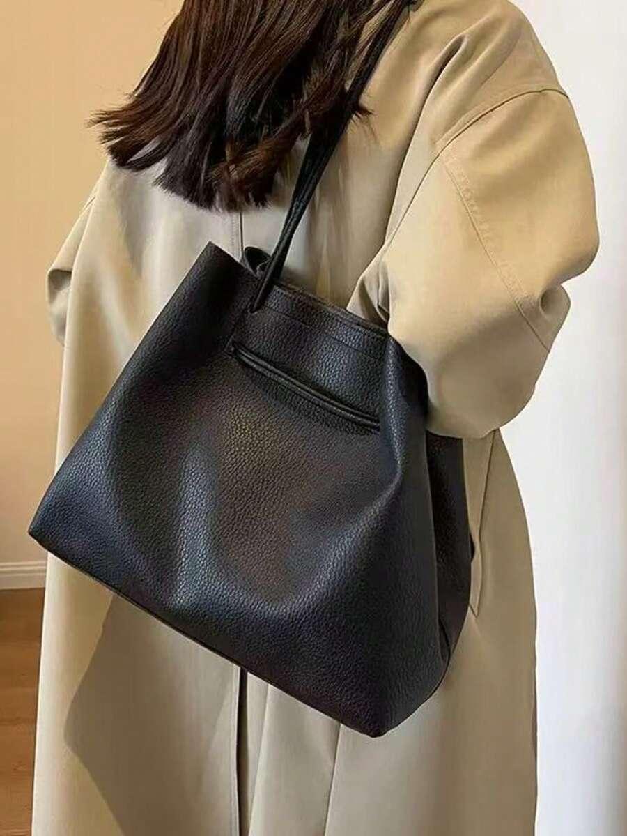 SHEIN CZARNA TOREBKA IMITACJA SKÓRY S07__35X29CM