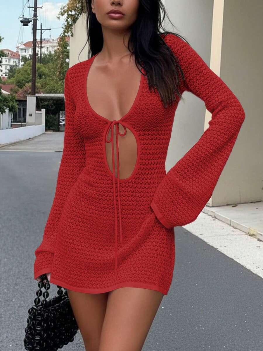SHEIN CZERWONA MINI SUKIENKA TEKSTURA S06__L