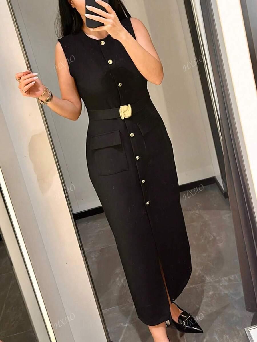 SHEIN CZARNA MAXI SUKIENKA S06__XS