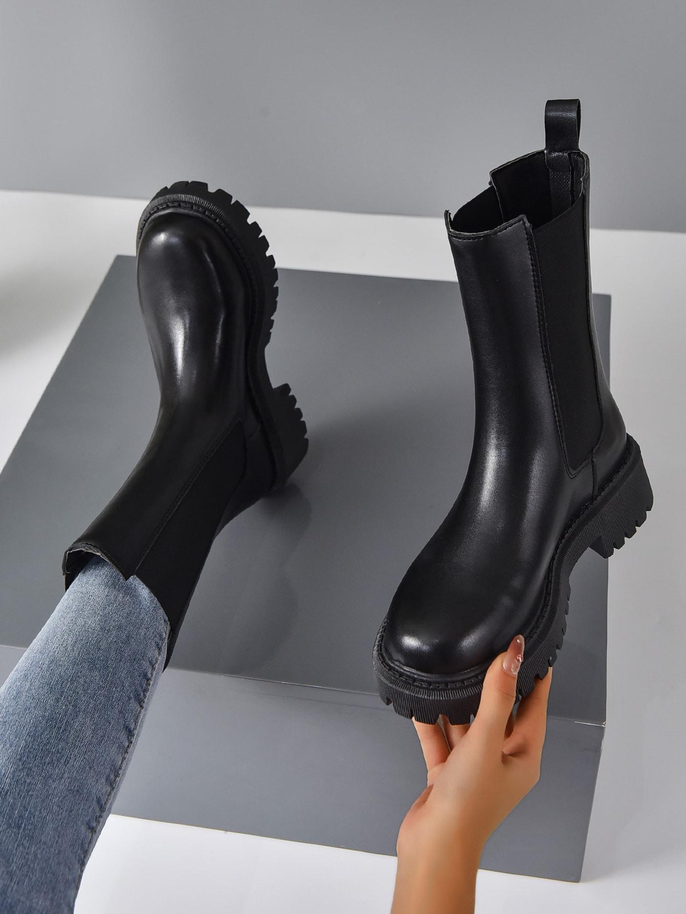 SHEIN KLASYCZNE CZARNE BOTKI ZAMEK W01__36