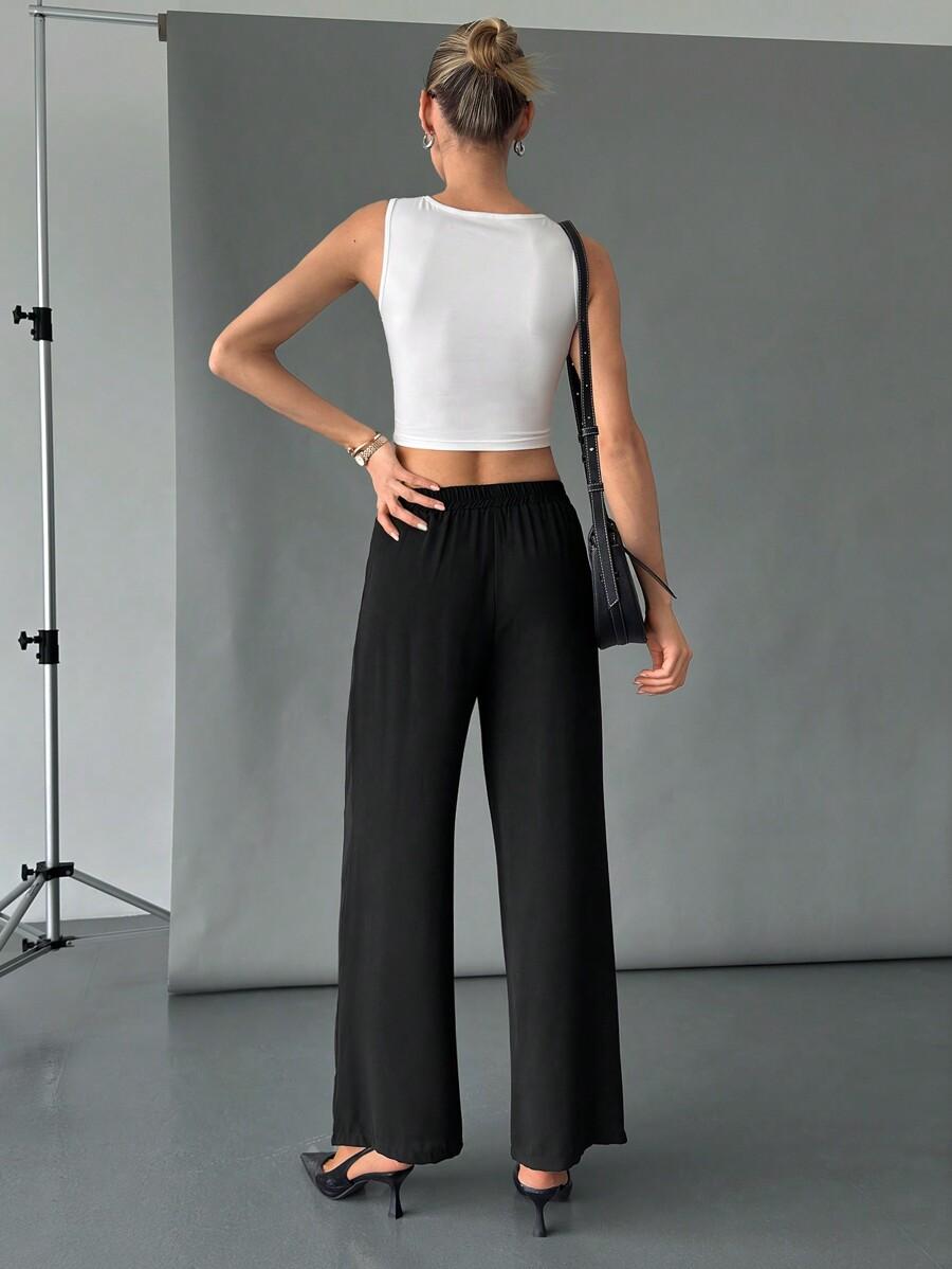 SHEIN CZARNE SPODNIE PROSTA NOGAWKA S06__L