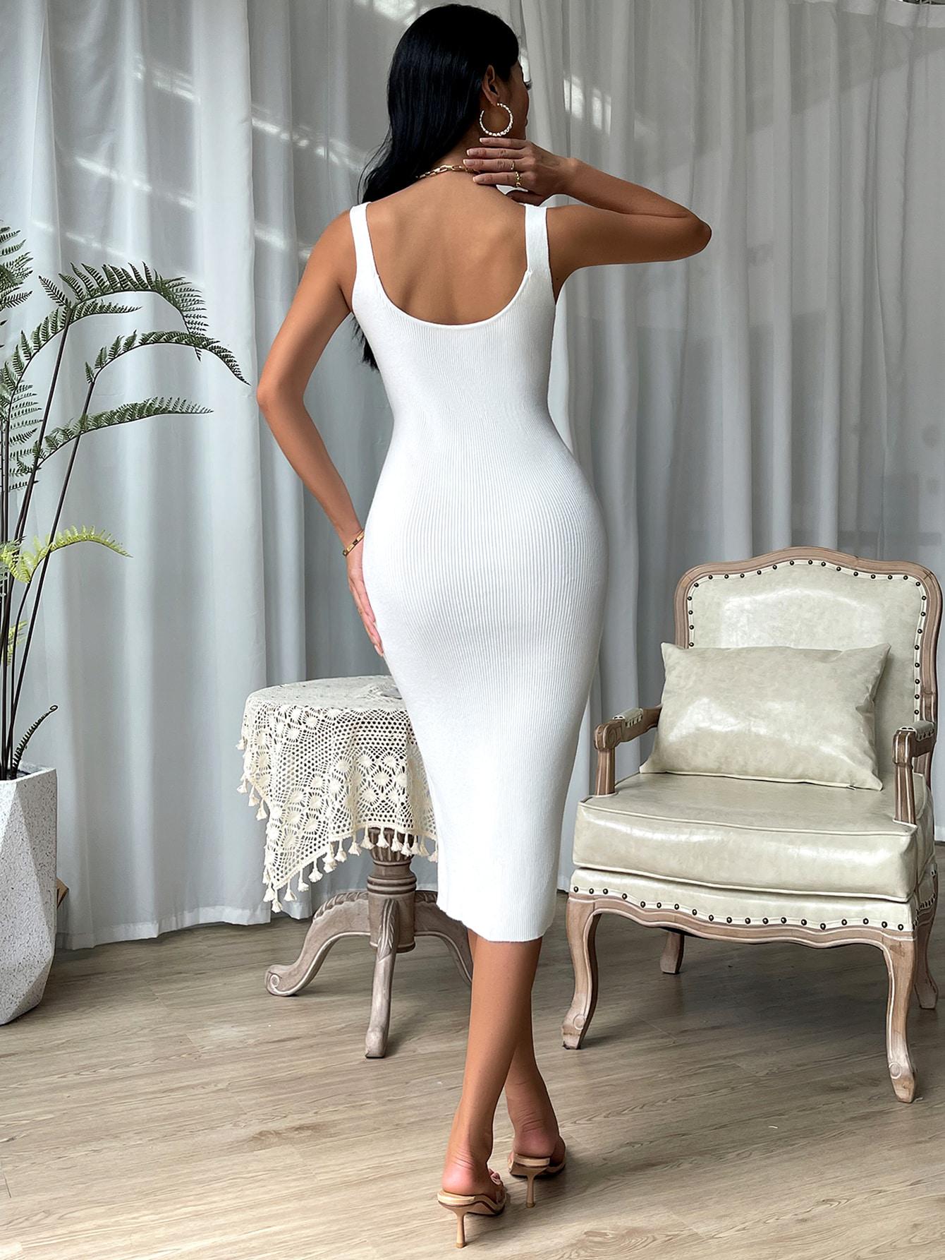 SHEIN BIAŁA PRĄŻKOWANA SUKIENKA S06__L