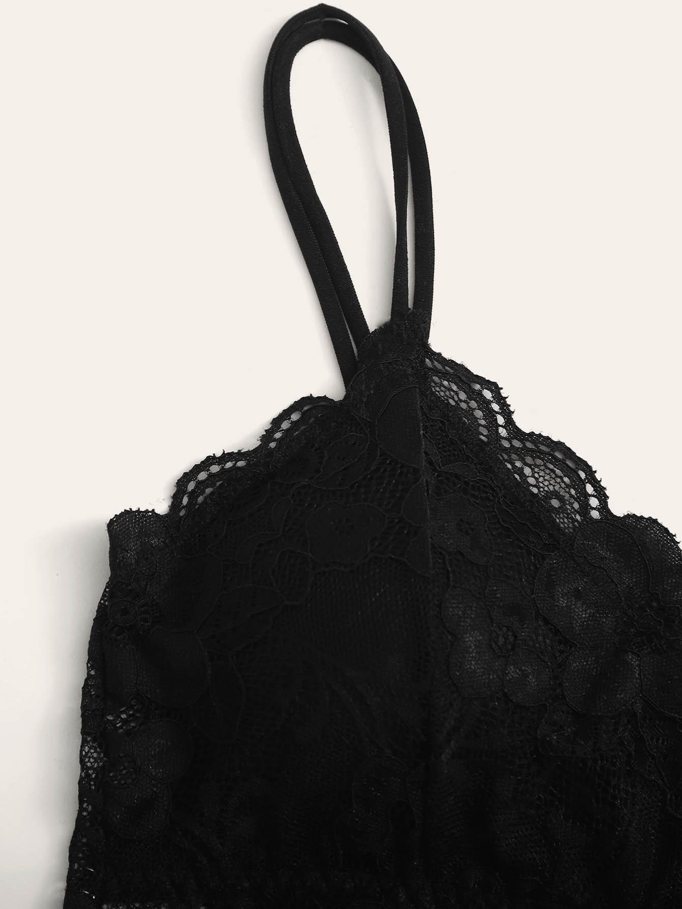 SHEIN CZARNY BIUSTONOSZ KORONKA S06__L