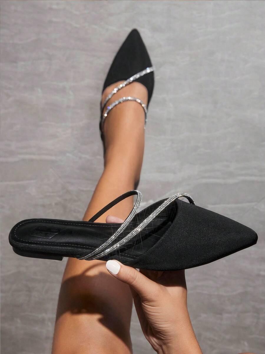 SHEIN CZARNE BALERINY ASYMETRIA POŁYSK PK01__41