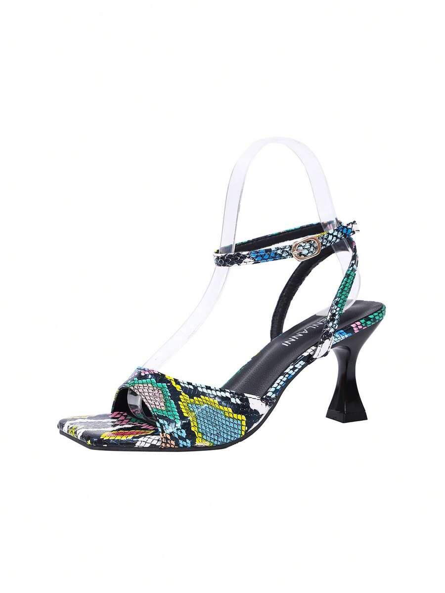 BEIENLANNI SANDAŁY NA OBCASIE SPRZĄCZKA SNAKE PRINT PK01__40,5