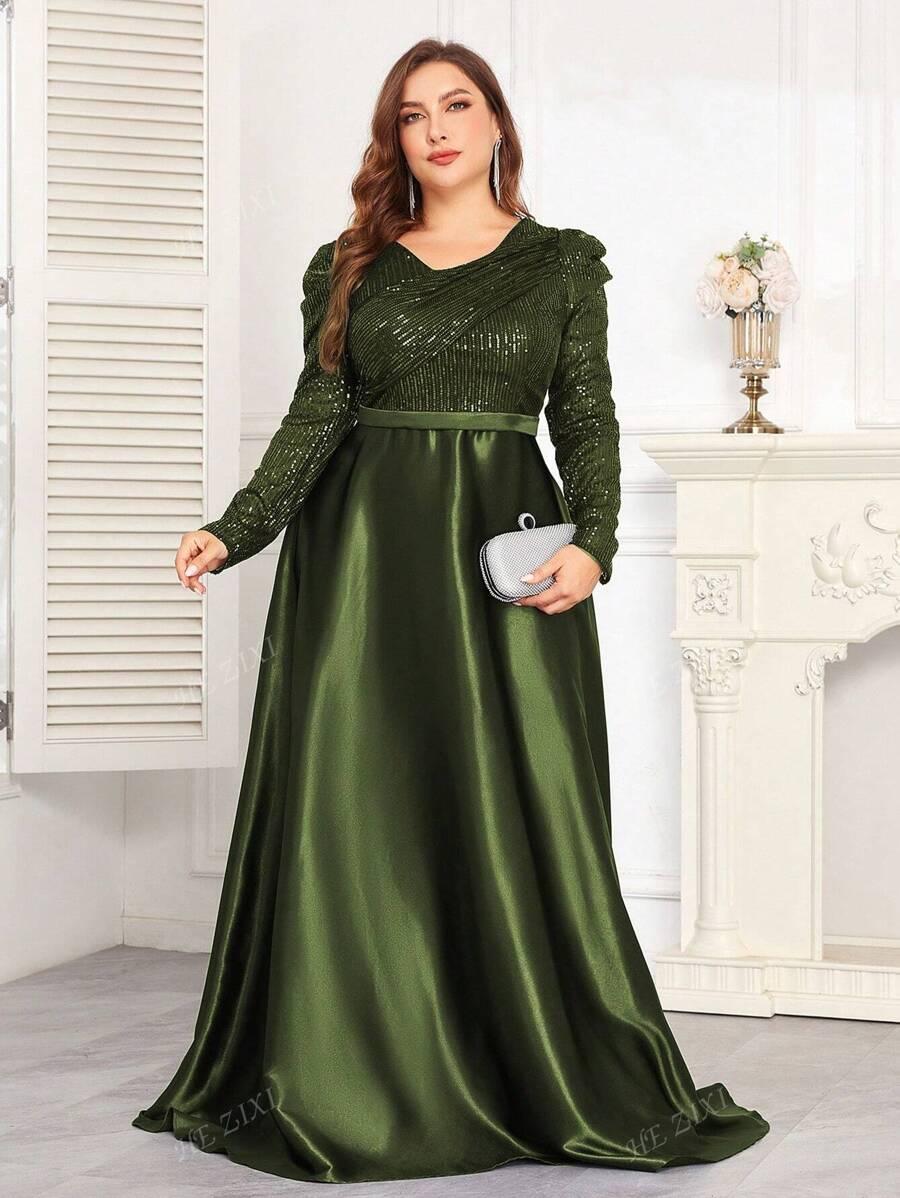 SHEIN ZIELONA MAXI SUKIENKA CEKINY