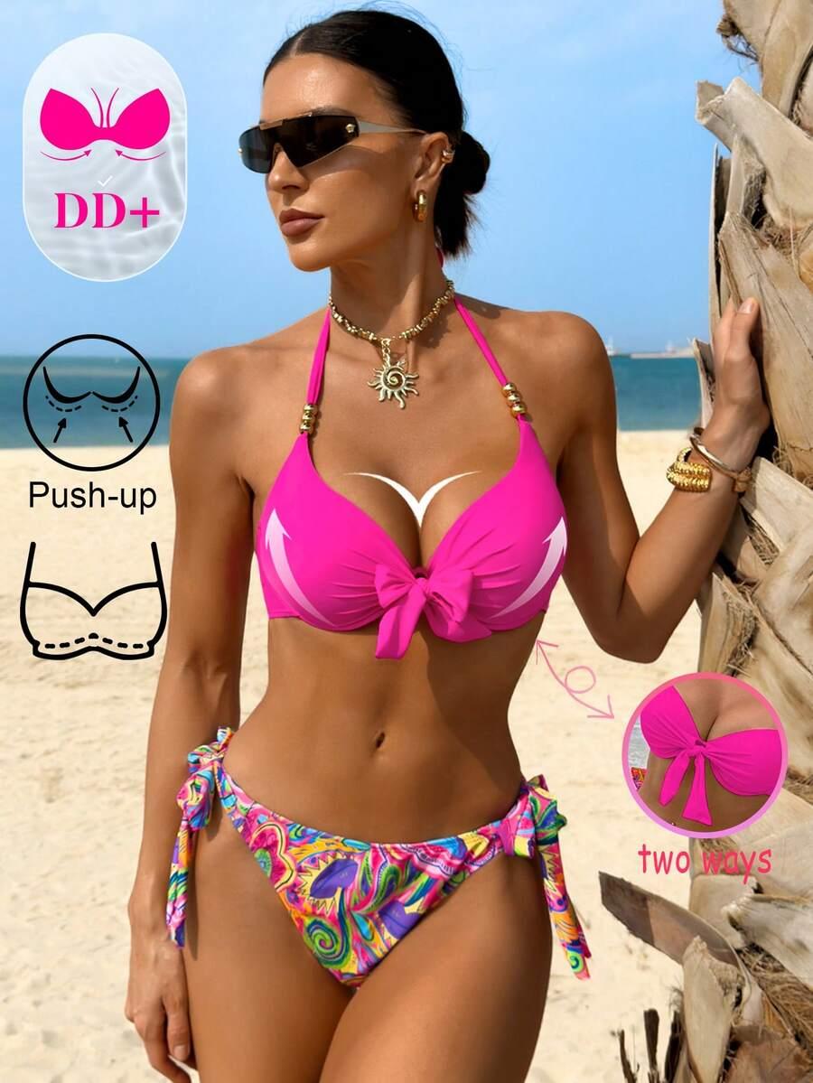 SWIM DD+ RÓŻOWY DWUCZĘŚCIOWY STRÓJ KĄPIELOWY S09__S/75E