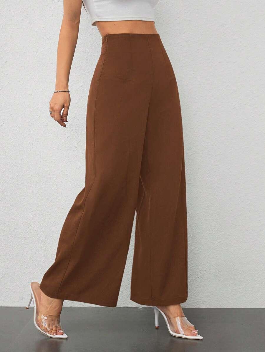 SHEIN BRĄZOWE SPODNIE CASUAL S09__XL