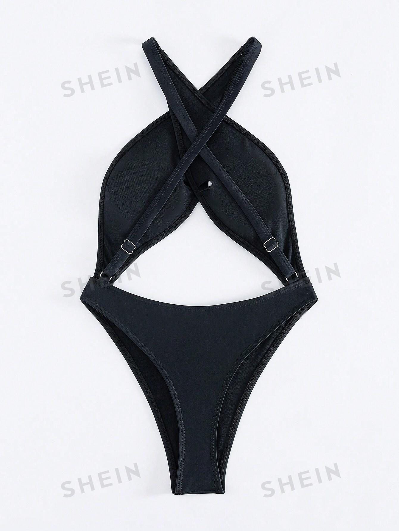 SHEIN CZARNY STRÓJ KĄPIELOWY JEDNOCZĘŚCIOWY S09__XL