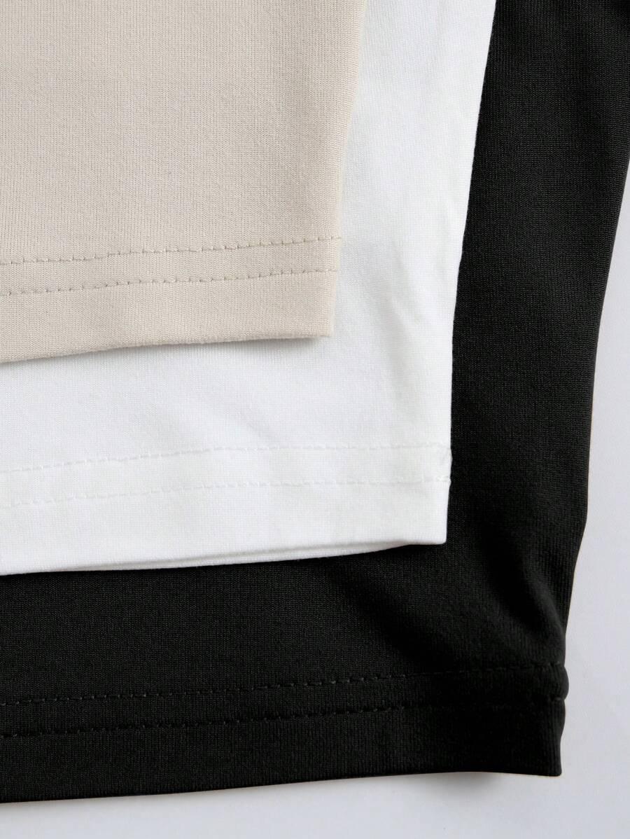 SHEIN KLASYCZNY GŁADKI TOP KRÓTKI RĘKAW 3-PACK S06__M